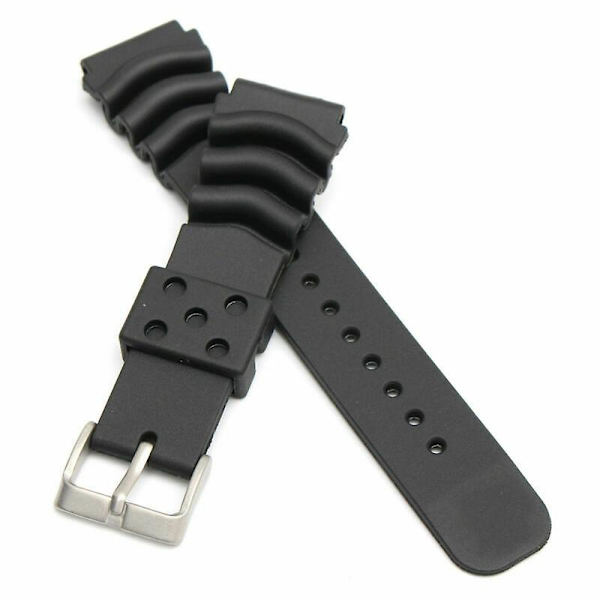 22MM Sort Gummi Urrem/Rem Erstatning Til SEIKO DIVER'S Ur