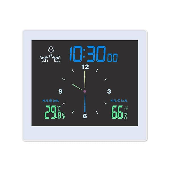 Waterproof Silent Clock Bathroom Electronic Wall Clock Temperature and Humidity Clock with Suction Cup Kitchen Moisture-proof Timer 11.8x10.5x3.5cm 11.8x10.5x3.5cm white