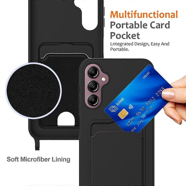 Etui til Samsung Galaxy A16 /4G Flydende Silikone Kortlomme Telefon Bagside med Snor