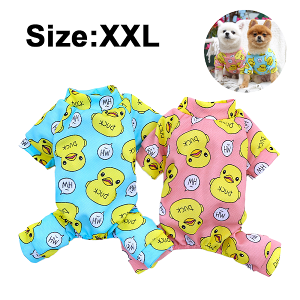 Hunde Pyjamas til Mellemstore Hunde Gul And Blød Materiale Strækbar Hunde Pyjamas Onesie Hunde Beklædning-Xxl