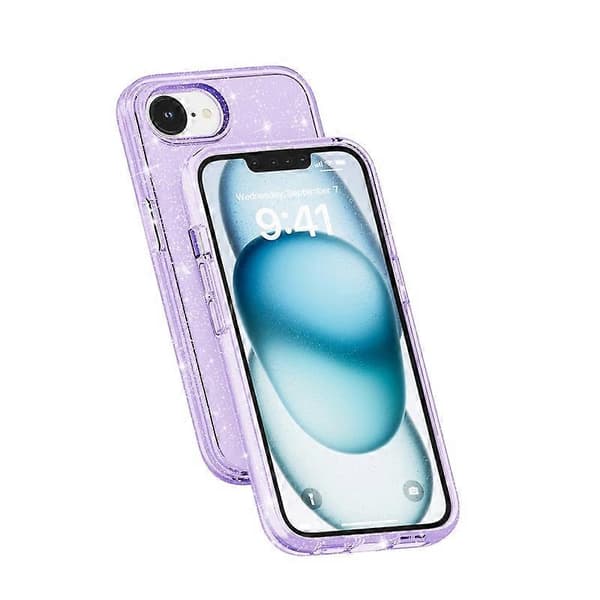 Stødsikkert Terminator Glitter Pulver Telefoncover (Lilla, iPhone 16e)