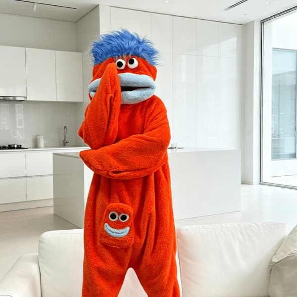 Orange udda nyhetsoverall festlig humoristisk outfit excentrisk pyjamas