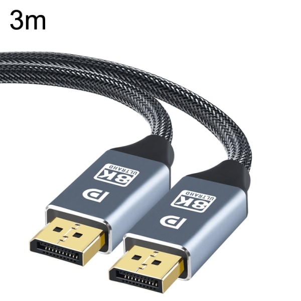 Guldpläterad DP-kabel, 32.4 Gbps, 8k@60Hz, 3 meter 3 m