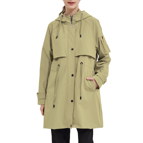 Orolay Dam Trenchcoat med huva, vår, lätt vindjacka Khaki L