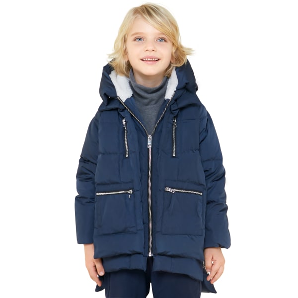 Orolay Vinter Barn Mid-Length Termisk Huva Dunjacka Navy 150