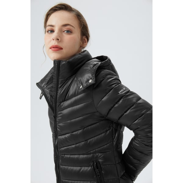 Orolay Women's Slim Down Jacket Winter Long Coat Black S