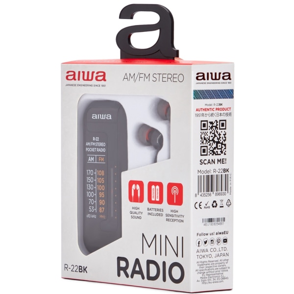 AIWA Fickradio FM/AM Svart Svart