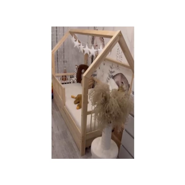 Klassisk Montessori seng med skuffe - Profiwood, 140×200 cm Naturlig