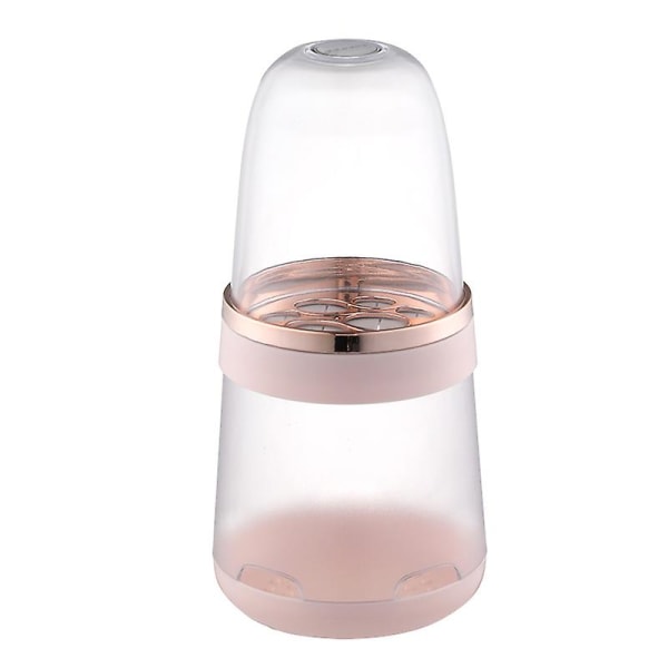 Sminkborstehållare - kosmetisk borsthållare med lock, dammtät borsthållare, transparent sminkborsthållare (rosa)