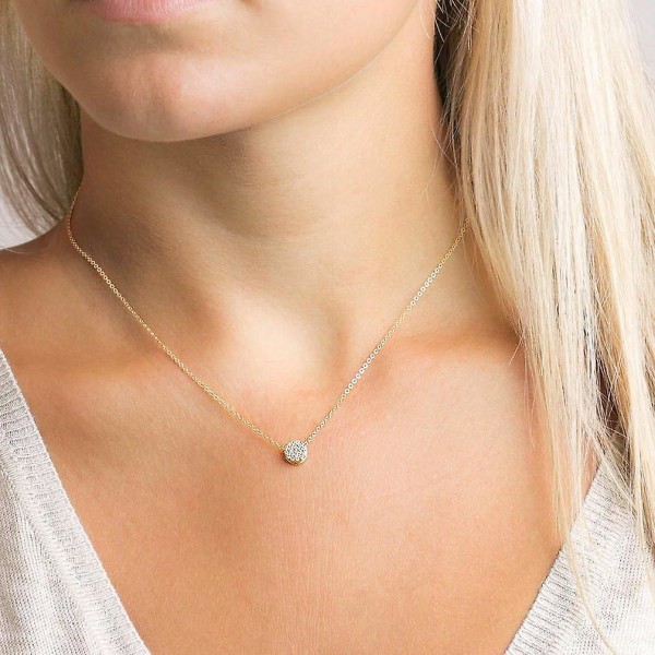 Dot-anhengshalskjede, delikat 14K gullbelagt sterlingsølv prikk sirkel CZ choker halskjede kvinners smykkegave, messing, zirkonia