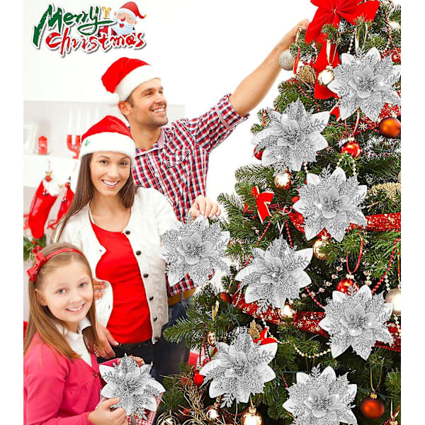 Juldekoration, Konstgjord Julblomma, Glittrande Julgransgirlang, För Festlig Julgran, Bröllopsfestdekorationer