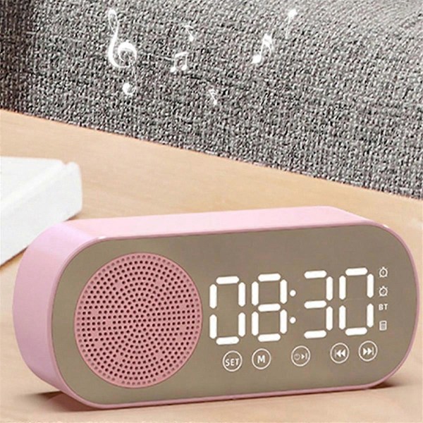Trådlös Bluetooth-högtalare, Klockradio, Dubbla Alarm Stöd TF-kort Digital Väckarklocka för Hemmakontor, Svart