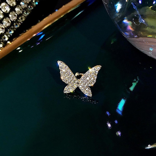 Crystal Butterfly Ear Clips Korvakoru Yksi kultainen Butterfly Wing Cuff Wrap korvakoru
