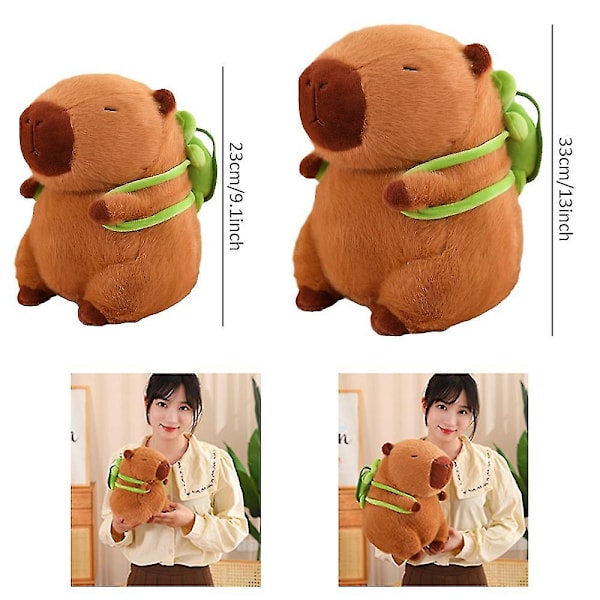 Sødt dyr marsvin plys legetøj capybara bærer skildpadde realistisk blød udstoppet dukke, 23cm