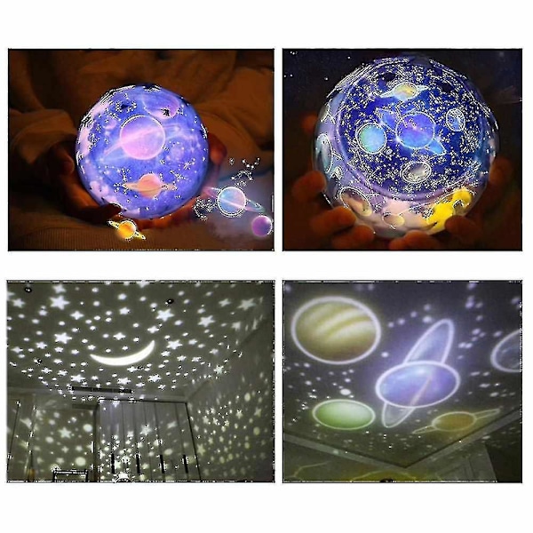 LED Natlampe Stjerneklar Himmel Magisk Stjerne Måne Planet Projektor