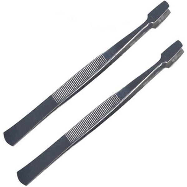 Set med 2 pinsetter i rustfritt stål, flat form, materiale: 2 stk. - Komfortabel og praktisk 12 cm