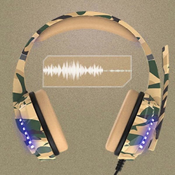 Gaming PC Headset 7.1 Bas Surroundljud Stereo LED-lampor med Brusreducerande Mikrofon, Gul
