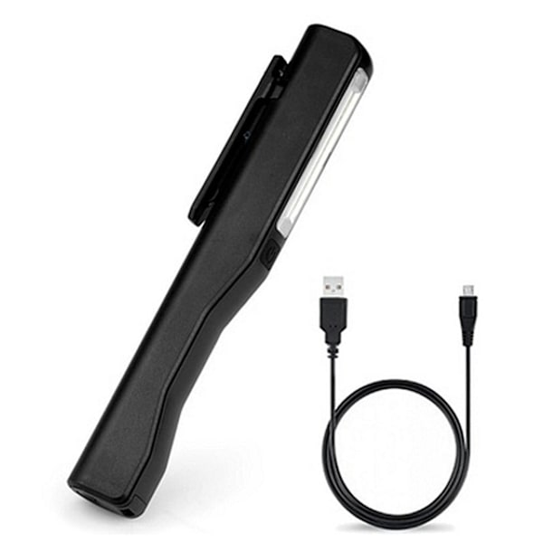 Laddningsbar LED COB Bärbar Camping Inspektionslampa Magnetisk Svart