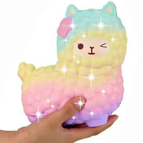Färgglad jättefår Squishy Alpaca Galaxy Långsamt stigande stressavlastande leksaker