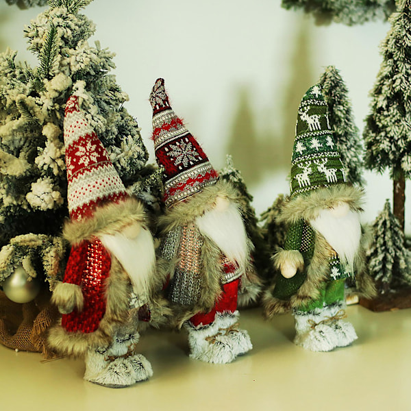 Ansiktslös Dockfigur Stor Näsa Dekorativ Tyg Batteridriven LED Ansiktslös Tomte Leksak Dekoration (C)