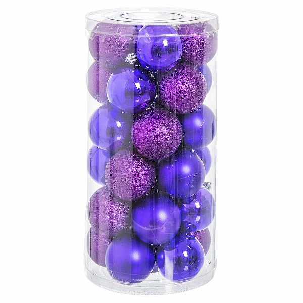 Julgranskulor Lila Plast Glitter 6 x 6 x 6 cm (30 stycken)