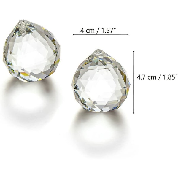 Klarglas Kristallkula Prism Pendant Suncatcher 40 mm förpackning om 2 (vita (gyllene bågar))