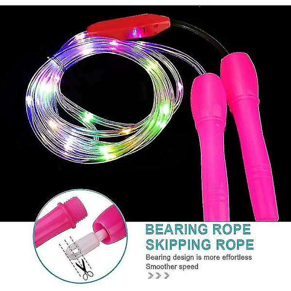 Sett med 2 LED-hopptau, justerbar lengde og tre lysmoduser Hopptau for barn, lysshow, fitness