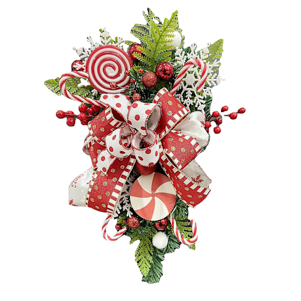 Julkrans Falska Lollipop Löv Krans Vägg Hängande Dörr Girlang Krans Jul Fönster