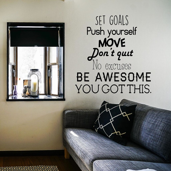 Et sett med veggklistremerker inspirerende ord på engelsk kreativt veggklistremerke for stue soverom kontor kjøkken