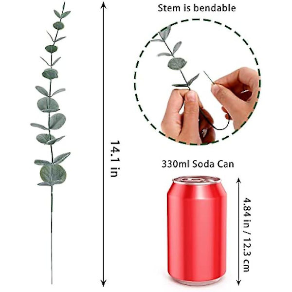 24 stk. Eucalyptus Stængel Dekoration Kunstig Eucalyptus Blade til Bryllup Midterstykke Blomsterdekoration Hjem Indretning