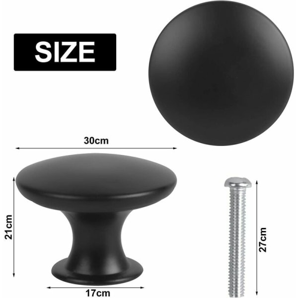 Skåpsknoppar Starlight Vintage - 30 mm runda möbelknoppar för skåp (svart)
