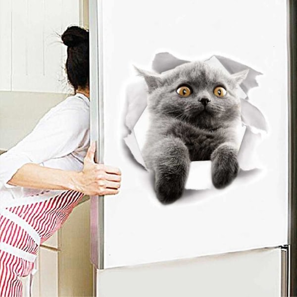 Cat Lovely Animal Kjøleskap og toalett Pvc veggklistremerke