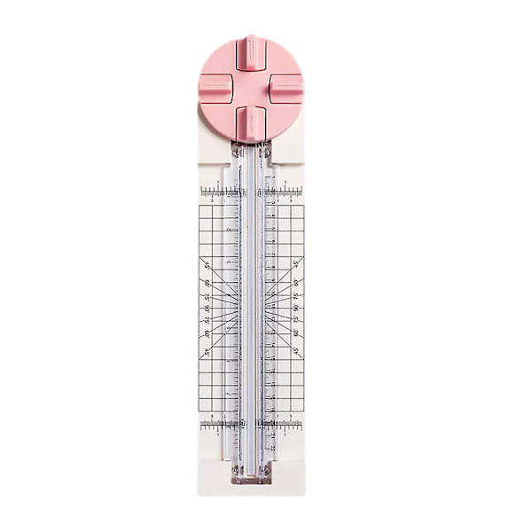 4 i 1 Papirklipper med Rotationsknive Multifunktionel Let at Bære Papirtrimmer til Dagbog Journal (Pink)