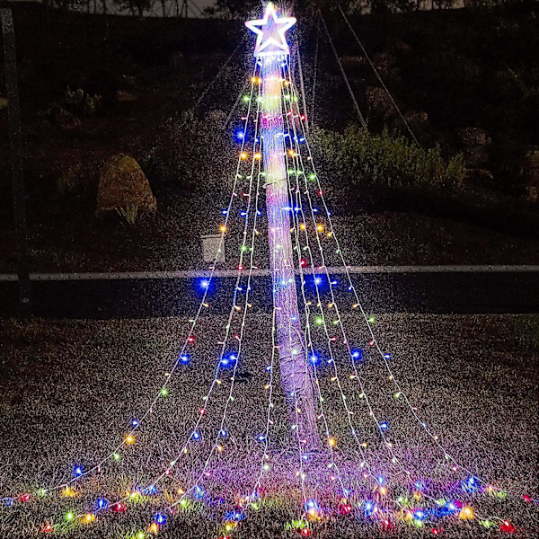 Julepynt Udendørs Stjernelysstreng, 3,5m Juletræstoplys 320 Led 8 Hukommelse