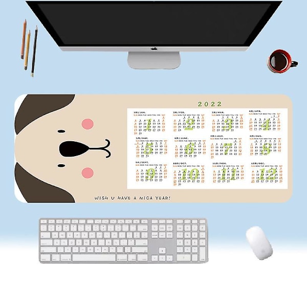 2022 Musemåtte Kalender Rektangel Skridsikker Gummimåtte Til Computer Skrivebord Bærbar Kontor, sød hundemønster