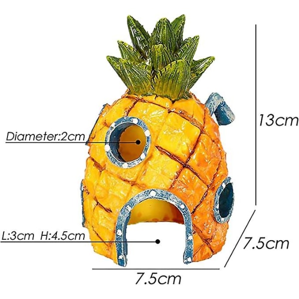 Ananas hus akvarie dekoration, ananas dekoration til akvariefisk og rejer habitat akvarie ornament til fisk, rejer, skildpadder, akvarium,