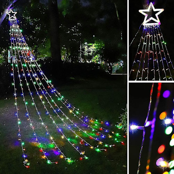 Juldekoration Utomhus Stjärnsträngljus, 3,5m Julgran Toppljus 320 Led 8 Minnesfunktion