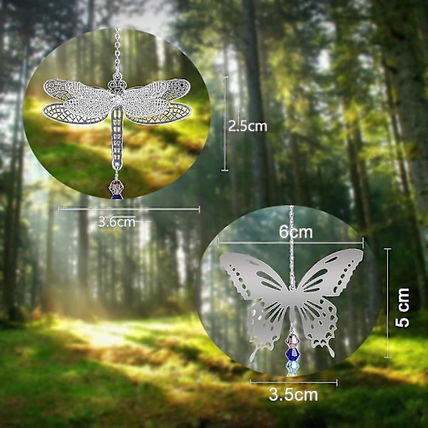 6 stk. Krystal Kugle Prisma Vindue Visir Regnbue Maker Butterfly Dragonfly Vedhæng
