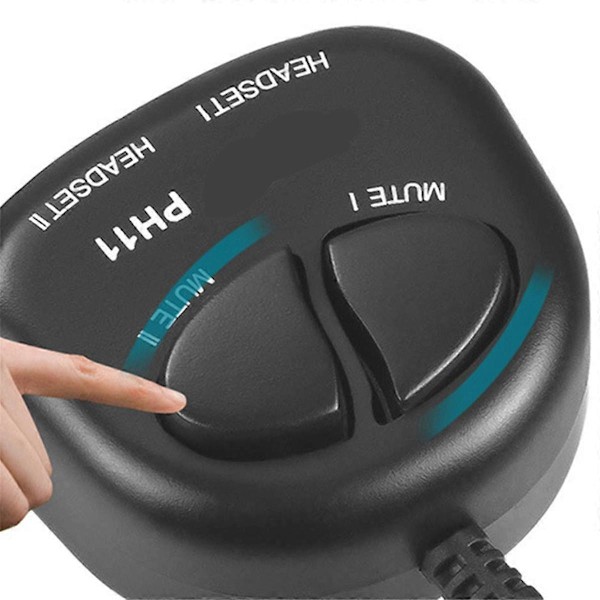 DU Mute Switch Träningsadapter, Dubbel RJ9-kontakt med RJ9 Headset-kontakt, för Call Center Headset Träningsadapter 4P4C