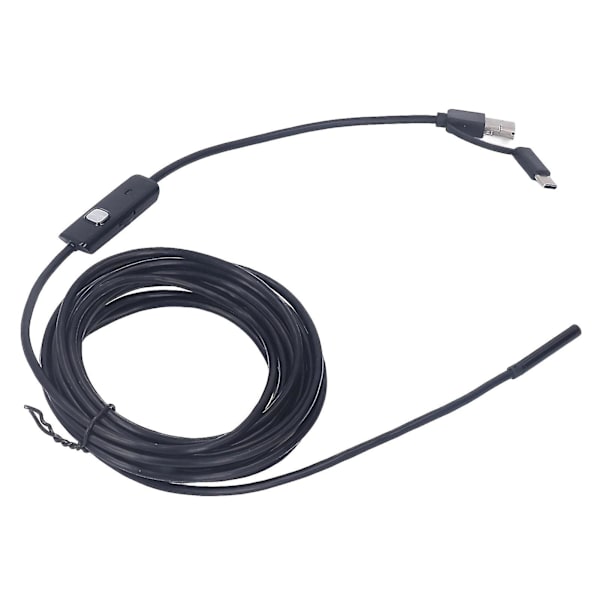 Endoskopkamera Mobiltelefon PC USB Typ C 3 i 1 för Android med LED-ljus för bil 5 meter hård tråd 5,5 mm