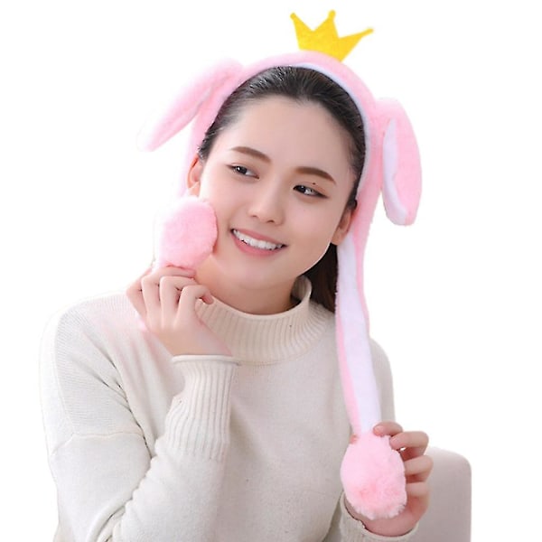 Novelty Funny Moving Jumping Bunny Ears Headband Cartoon Rabbit Crown Plush Hair Hoop Ear Warmer Festival Party Props