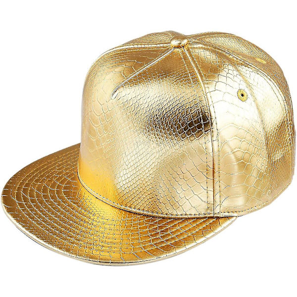 Unisex Button Back Cap, Justerbar Hip Hop Flat Brim Baseball Cap golden