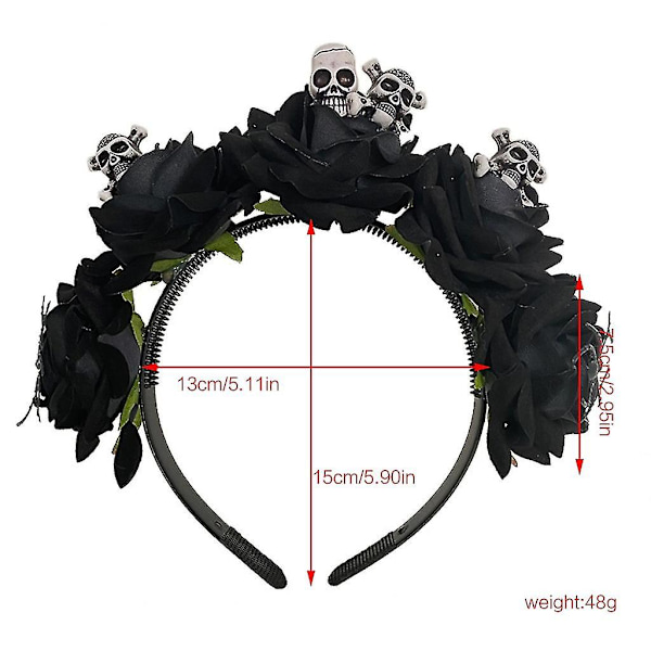Hieno Halloween-hiuspanta Rave-hiusvarusteet Ohut reunus Kukkakoriste