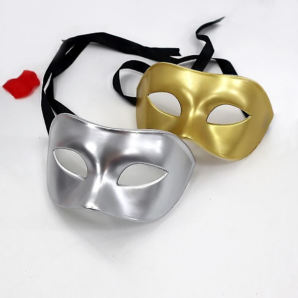 14 Stilar Halloween Mask Halv Ansikte Vuxen Fest Gentleman Maskerad Jul Halloween Cosplay Prestanda Mask Bal (silver)