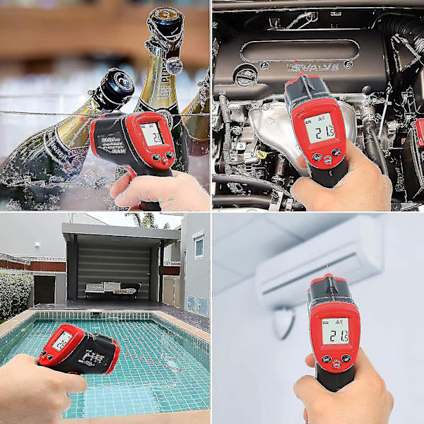 Infraröd Termometer, Industriell Termometer, Icke-medicinsk Kontaktlös Termometer, Digital LCD, Svart/Röd ET312, -50 C ~ 550 C (-58