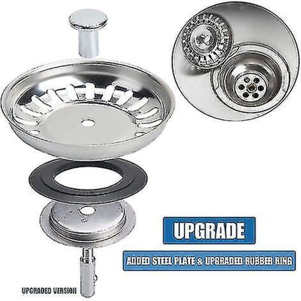 2 stk Universelle 8 cm Kurv Avløp Rustfritt Stål Kjøkkenvask Filter Vask Propp Filter