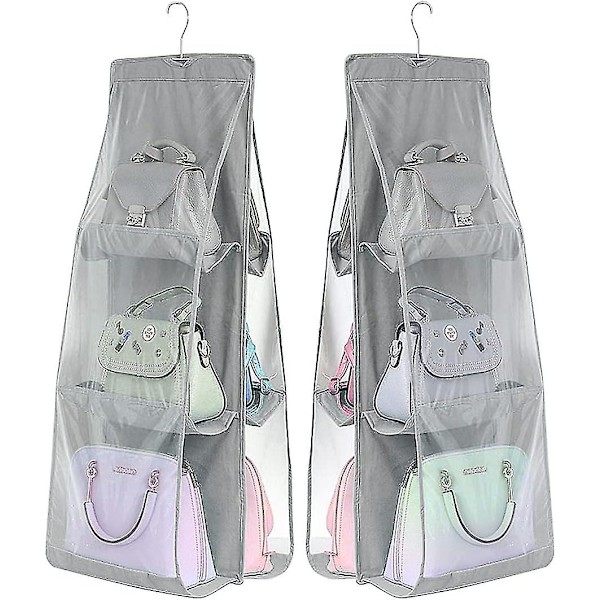 Hængende Håndtaske Pung Organizer, 2 stk Hængende Pung Håndtaske Organizer Transparent Støvfri Garderobe Skab Opbevaring Holder Taske Garderobe Skab Plads