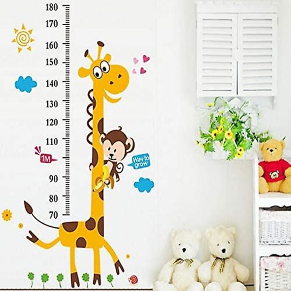 Selvklebende klistremerker - Monkey and Giraffe selvklebende klistremerke - Veggdekorasjon til barnerom - 1 ark på 50 x 70 cm