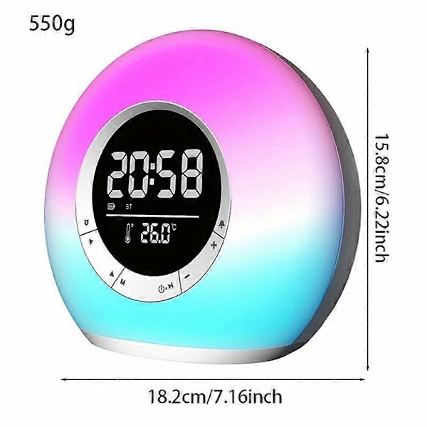Bluetooth-högtalare Klocka LED Väckarklocka med RGB Ljud och Atmosfärsbelysning