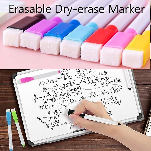 Whiteboard-tuscher - 8 farver magnetiske whiteboard-tuscher og viskelædersæt - Fine spids tør slet whiteboard-marker tuscher til glatte overflader